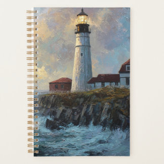 Olieverfschilderij met textuur van een vuurtoren planner