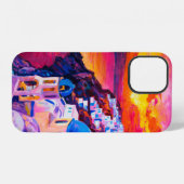 olieverfschilderij op doek. Zonsondergang boven h iPhone Hoesje (Achterkant horizontaal)