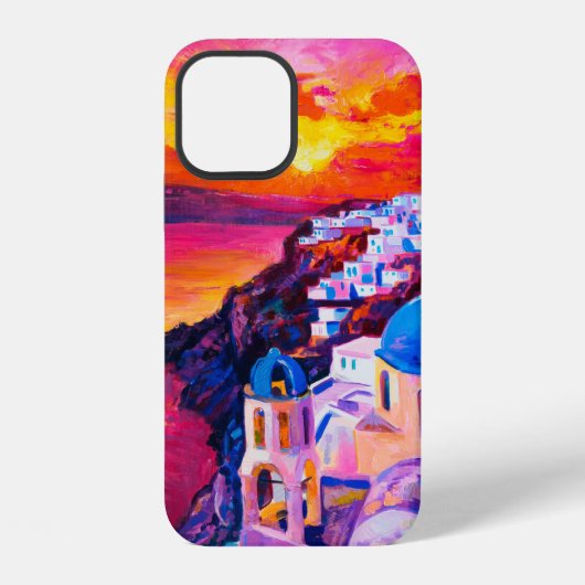 olieverfschilderij op doek. Zonsondergang boven h iPhone Hoesje (Achterkant)