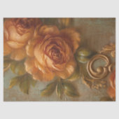Olieverfschilderij terracotta koperen rozen gouden tissuepapier (Voorkant)