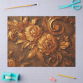 Olieverfschilderij terracotta koperen rozen gouden tissuepapier (Craft)