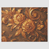 Olieverfschilderij terracotta koperen rozen gouden tissuepapier (Voorkant)