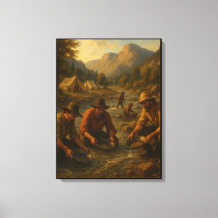 Olieverfschilderij van de Amerikaanse Gold Rush Canvas Afdruk
