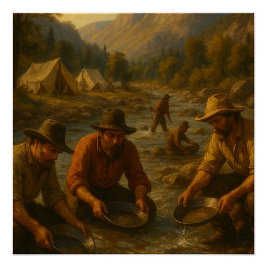 Olieverfschilderij van de Amerikaanse Gold Rush Perfect Poster (Voorkant)