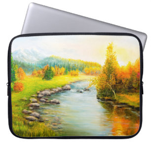olieverfschilderij van de beautifl - herfstlandsch laptop sleeve