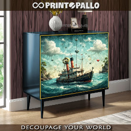 Olieverfschilderij van de Crazy Boat of Love Tissuepapier