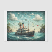 Olieverfschilderij van De Dolle Boot van Liefde Tissuepapier (Voorkant)