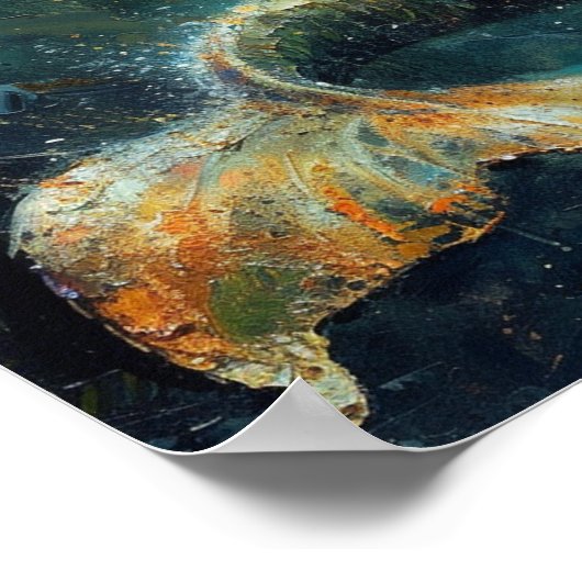 Olieverfschilderij van een zeemeermin poster (Hoek)