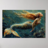Olieverfschilderij van een zeemeermin poster (Voorkant)