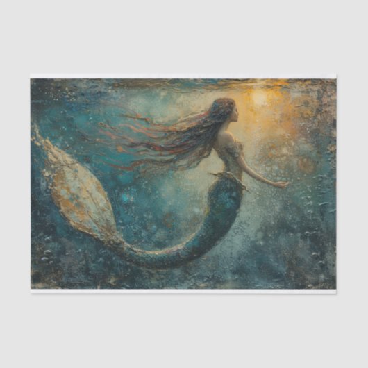 Olieverfschilderij van een zeemeermin Tissue Paper Tissuepapier (Voorkant)
