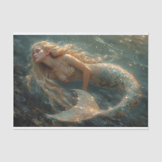 Olieverfschilderij van een zeemeermin Tissue Paper Tissuepapier (Voorkant)