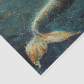 Olieverfschilderij van een zeemeermin tissuepapier (Detail)