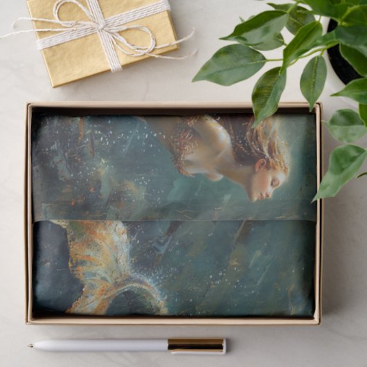 Olieverfschilderij van een zeemeermin tissuepapier (Geschenk)