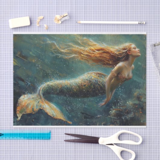 Olieverfschilderij van een zeemeermin tissuepapier (Craft)