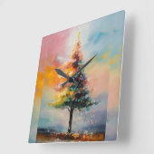 Olieverfschilderij van Kerstboom Vierkante Klok (Hoek)