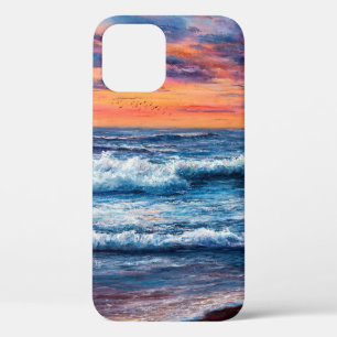 olieverfschilderij van Ocean en strand op canvas. Case-Mate iPhone Case