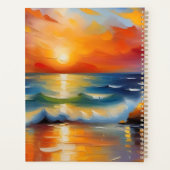 Olieverfschilderij van oranje zonsondergang boven planner (Achterkant)