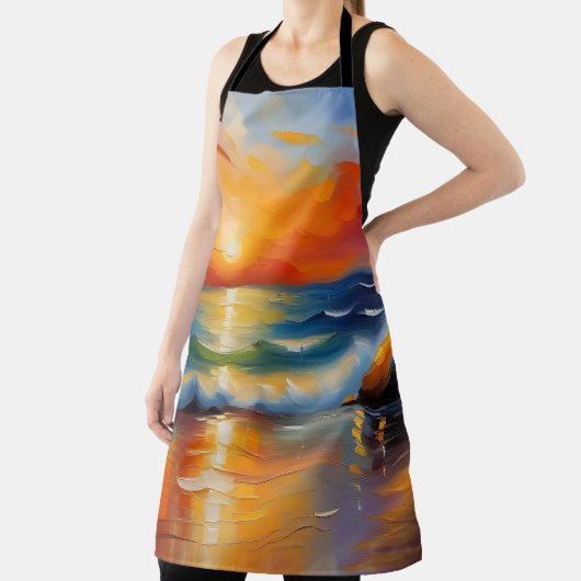 Olieverfschilderij van oranje zonsondergang boven schort (Insitu)