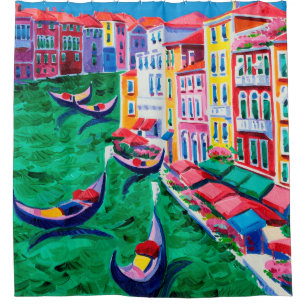 olieverfschilderij van prachtige Venetië, Italië o Douchegordijn