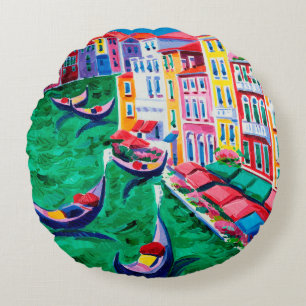 olieverfschilderij van prachtige Venetië, Italië o Rond Kussen
