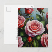 Olieverfschilderij van rozenbloemen briefkaart (Voorkant / Achterkant)
