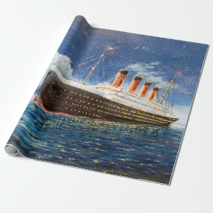 olieverfschilderij van Titanic en ijsberg op n Cadeaupapier