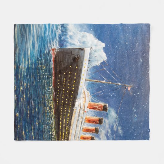 olieverfschilderij van Titanic en ijsberg op n Fleece Deken (Voorkant (Horizontaal))