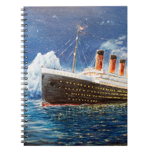 olieverfschilderij van Titanic en ijsberg op n Notitieboek (Voorkant)