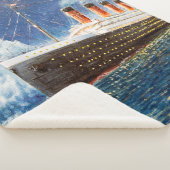 olieverfschilderij van Titanic en ijsberg op n Sherpa Deken (3/4)