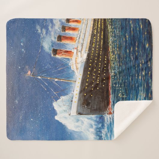 olieverfschilderij van Titanic en ijsberg op n Sherpa Deken (Voorkant (horizontaal))