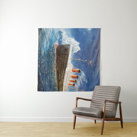 olieverfschilderij van Titanic en ijsberg op n Wandkleed (In Situ (horizontaal))