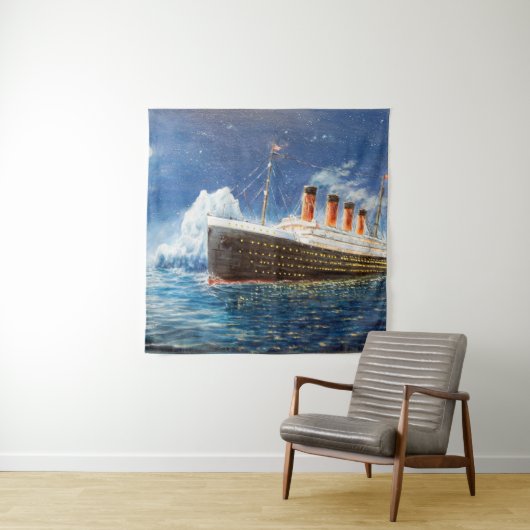 olieverfschilderij van Titanic en ijsberg op n Wandkleed (In situ)