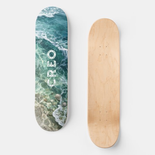 Olieverfschilderij van Tropical Ocean surf Persoonlijk Skateboard (Voorkant)