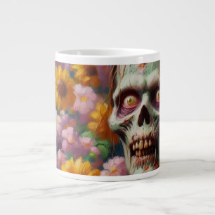 Olieverfschilderij van Zombie in Bloemenveld Hallo Grote Koffiekop
