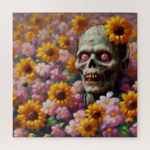 Olieverfschilderij van Zombie in Bloemenveld Hallo Legpuzzel