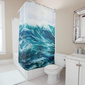 olieverfschilderij waarop golven in de oceaan of z douchegordijn (In situ)