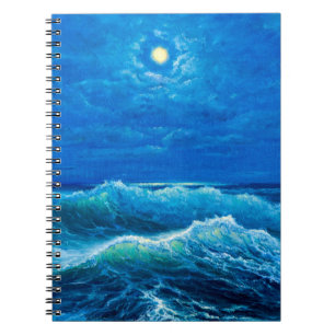 olieverfschilderij waarop golven in de oceaan of z notitieboek
