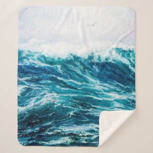 olieverfschilderij waarop golven in de oceaan of z sherpa deken
