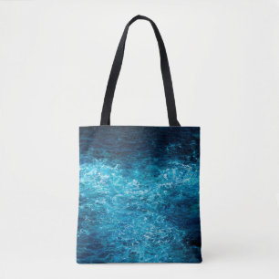 olieverfschilderij waarop golven in de oceaan of z tote bag