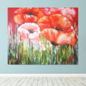 Olieverfschilderijen van rode klaprozen op doek canvas afdruk (Insitu (Houten vloer))