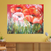 Olieverfschilderijen van rode klaprozen op doek canvas afdruk (Insitu (Woonkamer))