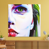 olieverfstijl | verdrietige vrouw canvas afdruk (Insitu (Woonkamer))