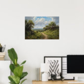 Olieverfwikkelingspad door heuvelbeug poster (Thuiskantoor)