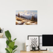 Olieverfwikkelingspad sneeuwy mountainpethills poster (Thuiskantoor)