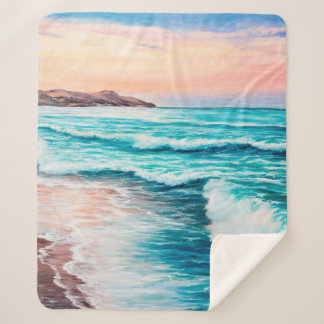 olieverschilderij van prachtige paarse zonsonderga sherpa deken