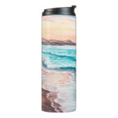 olieverschilderij van prachtige paarse zonsonderga thermosbeker (Gedraaid links)