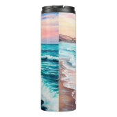 olieverschilderij van prachtige paarse zonsonderga thermosbeker (Achterkant)