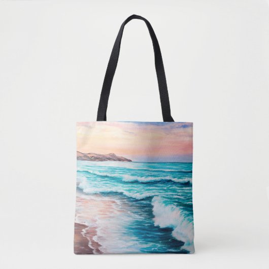 olieverschilderij van prachtige paarse zonsonderga tote bag (Voorkant)