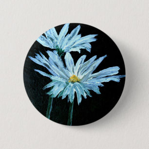 olieverschilderij van witte melkbloemen moderne ku ronde button 5,7 cm