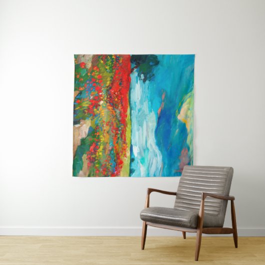 olieverschildering van bloesvelden op canvas. Coun Wandkleed (In Situ (horizontaal))